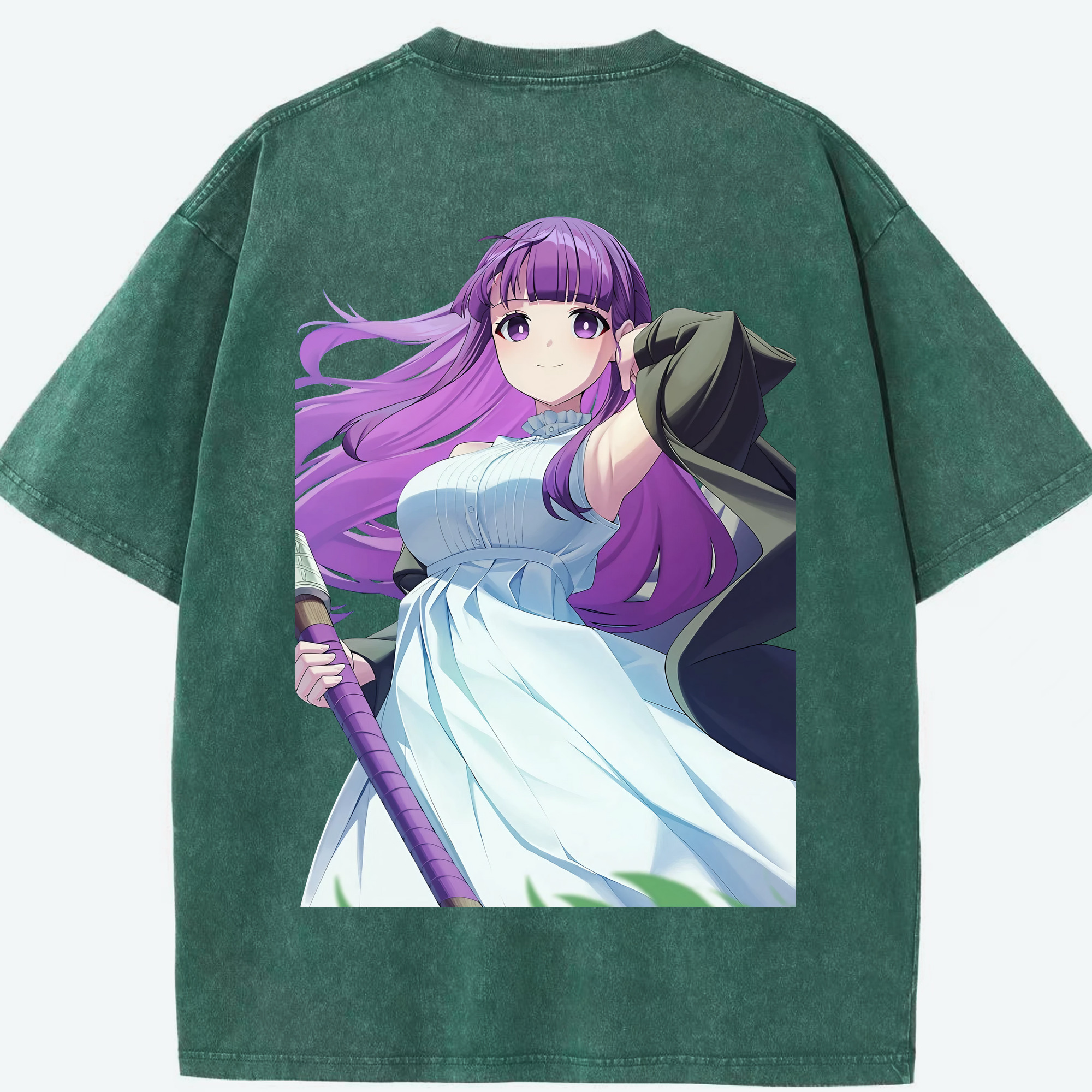 （画像用） 葬送のフリーレン Frieren 綿100% ヴィンテージ風 半袖Tシャツ（背面プリント）